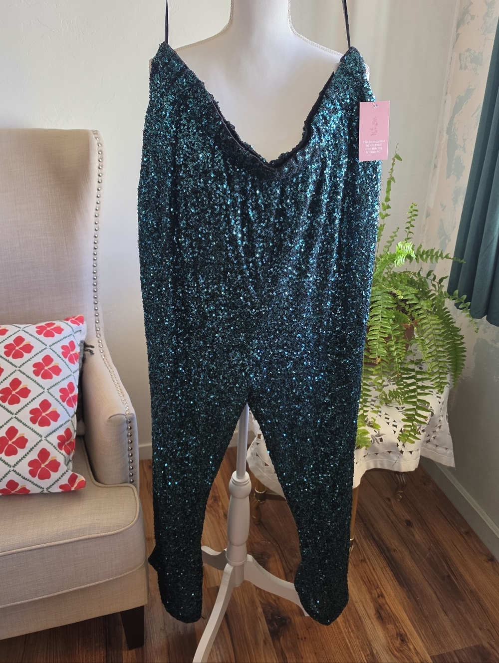 Ivy City Co Gloria Pants in Emerald Sequin